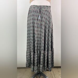 💚 3327. Boho Drawstring Maxi Skirt
